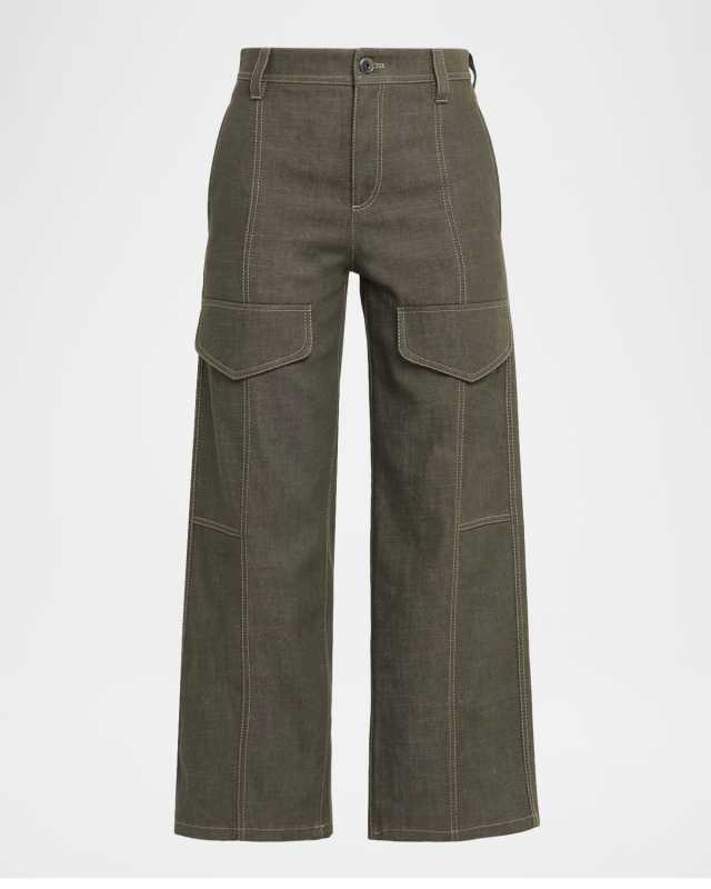 Thigh Patch Wide-Leg Cargo Pants